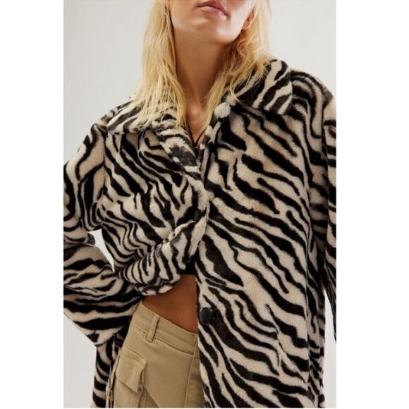 Free People Zebra Print Long Coat - Picture 3 of 9